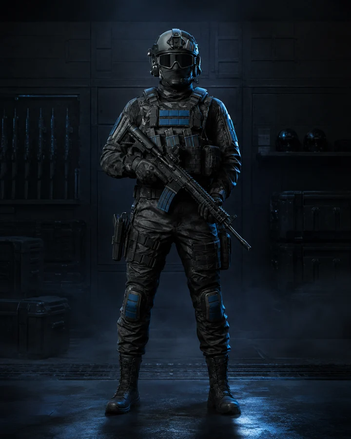 Illustration d’un soldat Iron Wolves portant les couleurs bleu acier de la faction.